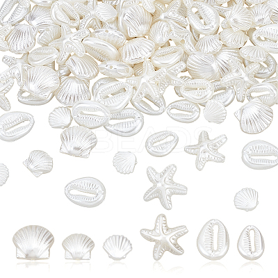 210Pcs 6 Styles ABS Imitation Pearl Beads OACR-GA0001-26-1