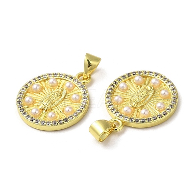 Rack Plating Brass Cubic Zirconia Pendants KK-Q771-02G-1