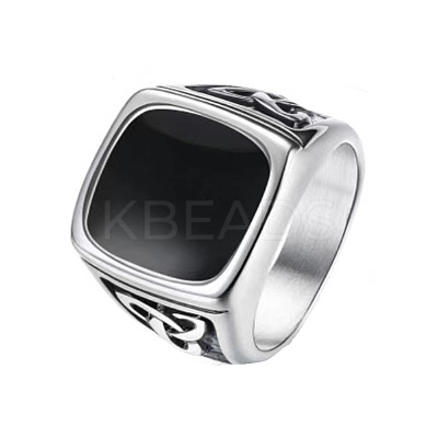 316 Stainless Steel Finger Ring with Enamel for Men PW-WG56139-16-1