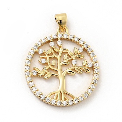 Rack Plating Brass Micro Pave Cubic Zirconia Pendants ZIRC-F129-39G-1