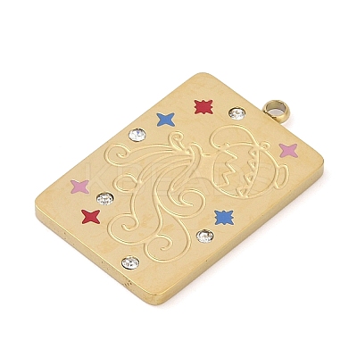 304 Stainless Steel Rhinestones Pendants STAS-D306-01G-K-1
