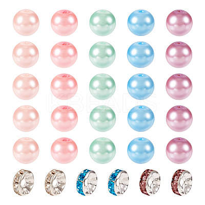 Glass Pearl & Glass Rhinestone Spacer Beads Making Findings Kits DIY-TA0010-41-1
