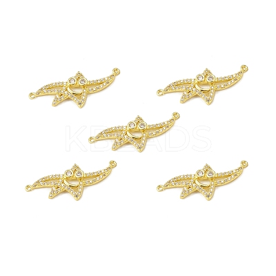 Brass Pave Clear Cubic Zirconia Connector Charms KK-E068-VB382-1