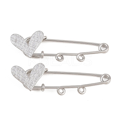 Crisscross Heart 304 Stainless Steel Safety Pins Brooch Findings SA-CBA098D-15E-P02-1