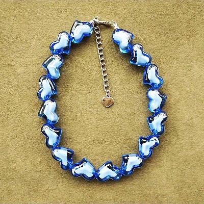 Valentine's Day Acrylic Bead in Bead Heart Beaded Necklaces with Alloy End Chains FS-WG4CF83-10-1