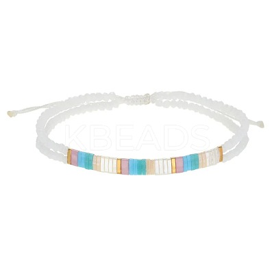 Bohemian Style Glass Seed Bead & Plastic Braided Bead Bracelets LS-QF8968-1-1