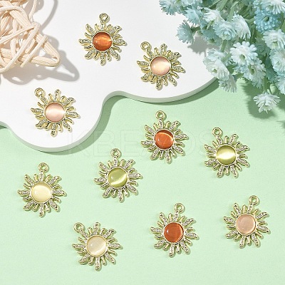 8Pcs 4 Colors Alloy Cat Eye Pendants FIND-YW0010-88-1