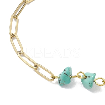 3Pcs Natural Amethyst & Rose Quartz & Synthetic Turquoise Chip Beads Link Bracelets BJEW-JB12530-1