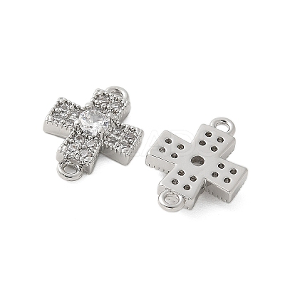 Brass Micro Pave Cubic Zirconia Connector Charms KK-U056-38P-1