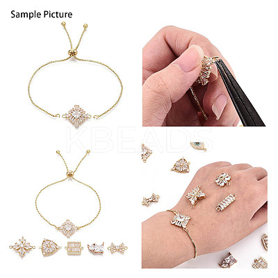 Brass Micro Pave Colorful Cubic Zirconia Connector Charms KK-N284-02G-1