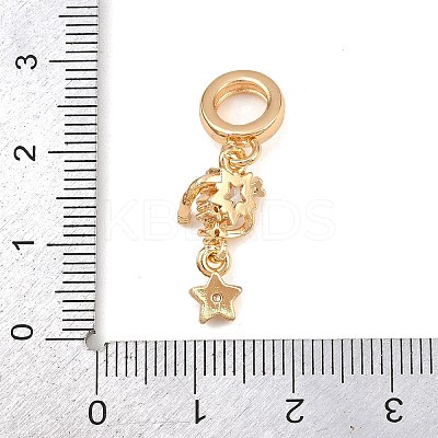 Brass Pave Clear Cubic Zirconia European Dangle Charms KK-K407-37G-1