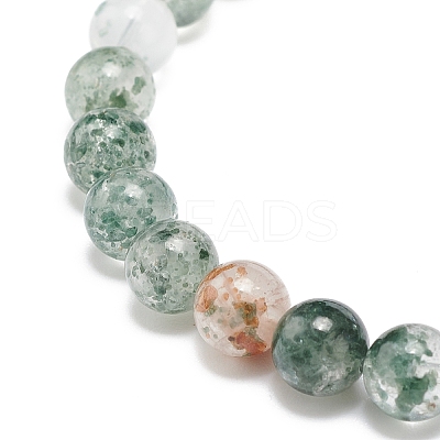 Natural Lodolite Quartz/Garden Quartz Round Beaded Stretch Bracelet BJEW-JB08919-01-1