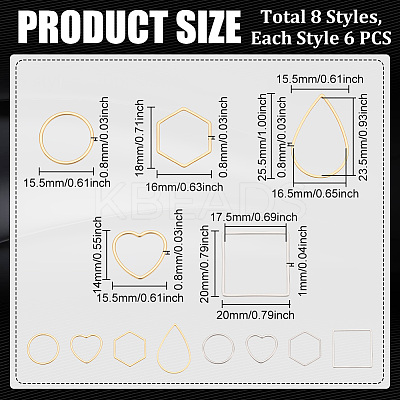 48Pcs 8 Style 304 Stainless Steel Linking Rings STAS-UN0020-58-1