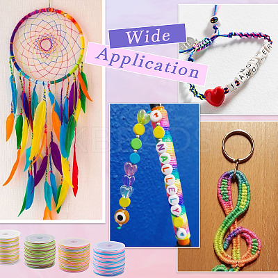 4 Rolls 4 Colors Segment Dyed Nylon Chinese Knotting Cord NWIR-TA0001-14-1