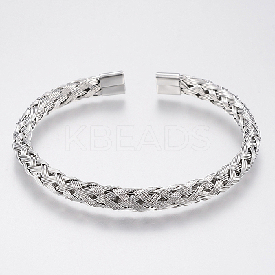 Tarnish Resistant 304 Stainless Steel Cuff Bangles Torque Bangles LS-BJEW-H570-27P-1