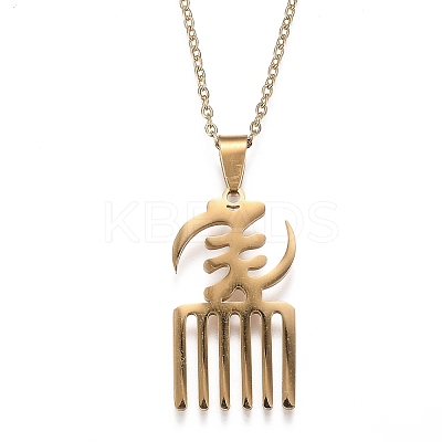 PVD Vacuum Plating 201 Stainless Steel Pendant Necklaces NJEW-H208-01G-1