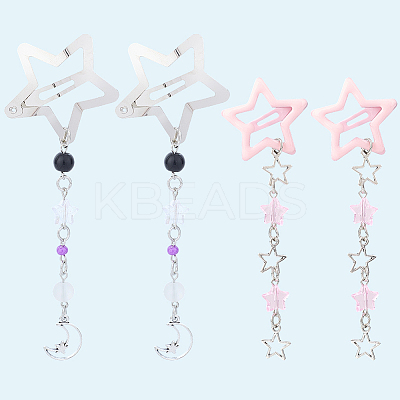 2Pcs 2 Styles Star Iron & Plastic Snap Hair Clips PHAR-CP0001-29-1