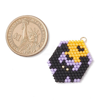 Hallowen Theme Glass Seed Beaded Pendants PALLOY-MZ00873-01-1