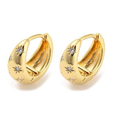 Brass Micro Pave Cubic Zirconia Hoop Earrings EJEW-C066-02G-1