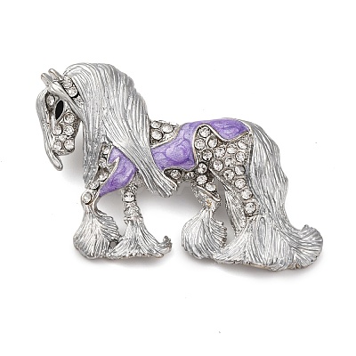 Horse Alloy Crystal Rhinestone Brooch JEWB-Q045-01P-1