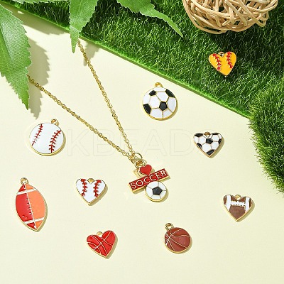 10Pcs 10 Styles Sports Style Balls Alloy Enamel Pendants ENAM-YW0004-55-1