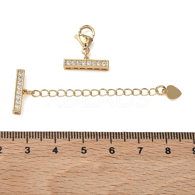 Brass Micro Pave Clear Cubic Zirconia Curb Chain Extender KK-G556-08G-02-1