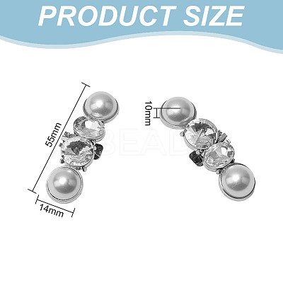 2 Pairs Rhinestone with Plastic Pearl Shoe Decoration AJEW-DR0001-43-1