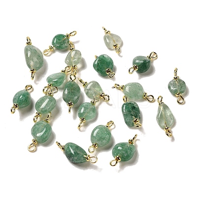 Natural Green Strawberry Quartz Connector Charms FIND-C046-11B-G-1