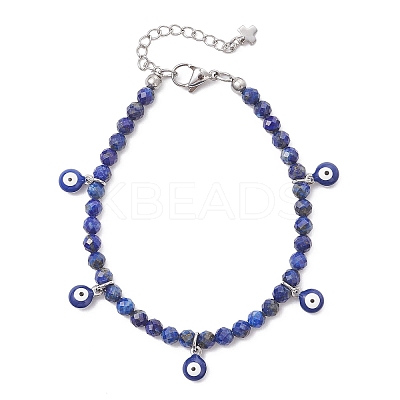 2Pcs Natural Lapis Lazuli and Rainbow Moonstone Beaded Charm Bracelets BJEW-JB12592-1