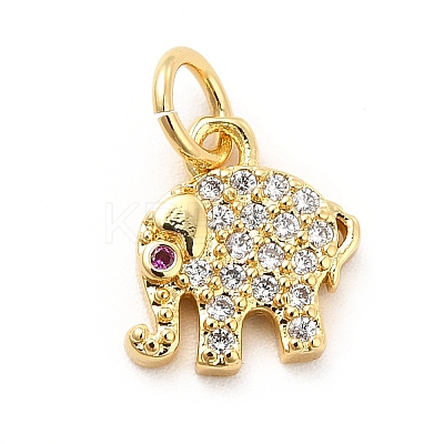 Rack Plating Brass Micro Pave Cubic Zirconia Charms KK-K270-17G-1