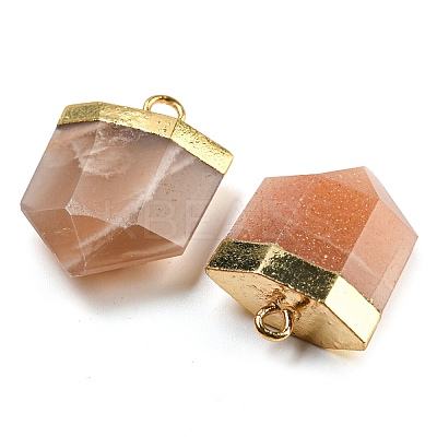 Natural Sunstone Pointed Pendants G-M431-05G-06-1