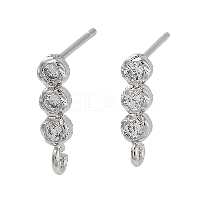 Brass Micro Pave Cubic Zirconia Studs Earring Findings KK-K364-08P-1
