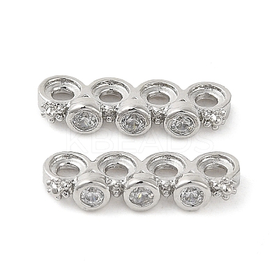 Rack Plating Brass Pave Clear Cubic Zirconia Spacer Bars KK-B088-11C-P-1