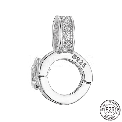 Rhodium Plated 925 Sterling Silver Micro Pave Clear Cubic Zirconia Twister Clasps STER-K176-13P-1