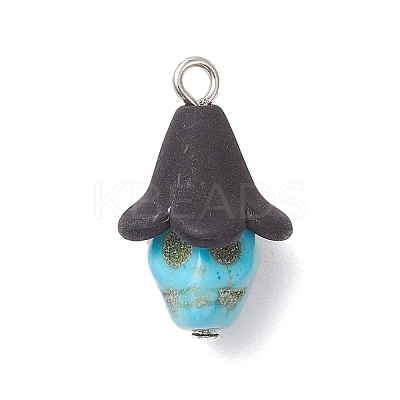 Dyed Synthetic Turquoise Pendants PALLOY-JF04264-1