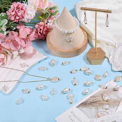 120Pcs 12 Styles ABS Plastic with Acrylic Pearl & Iron Pendants & Connector Charms PALLOY-PH01910-1