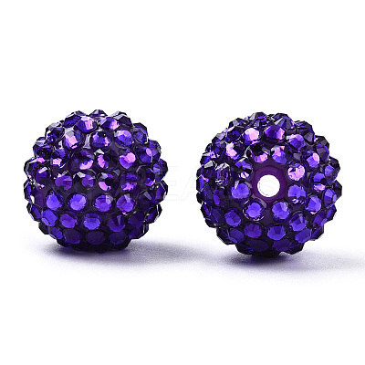 Resin Rhinestone Bubblegum Ball Beads RESI-S260-20mm-S14-1