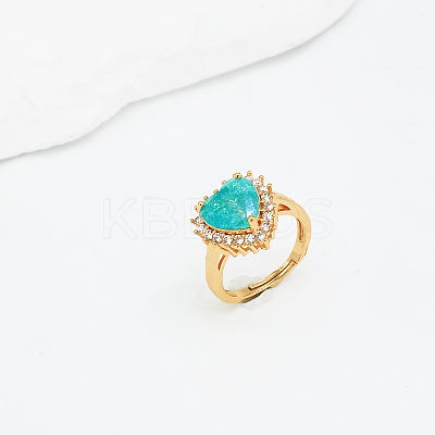 Adjustable Brass Micro Pave Cubic Zirconia Cuff Open Rings for Women SB7370-1-1