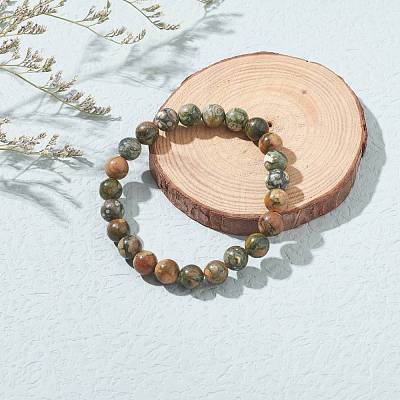 Natural Rhyolite Jasper Beaded Bracelets BJEW-JB06471-1
