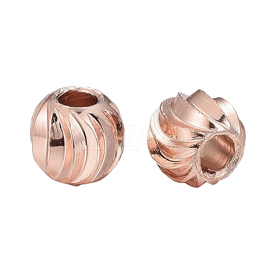 PVD Vacuum Plating Brass Corrugated Round Spacer Beads Set KK-LS0001-10C-RG-1