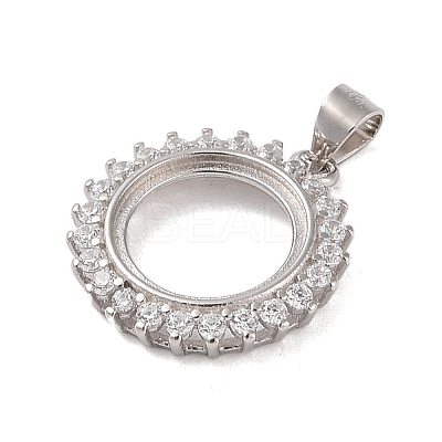 925 Sterling Silver Micro Pave Cubic Zirconia Pendant Setting STER-H113-04P-01-1