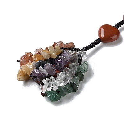7 Chakra Heart Natural Gemstone Pendant Decoration HJEW-H060-03-1
