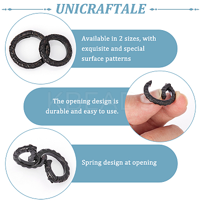 2Pcs 2 Styles 304 Stainless Steel Spring Gate Rings STAS-UN0041-73-1