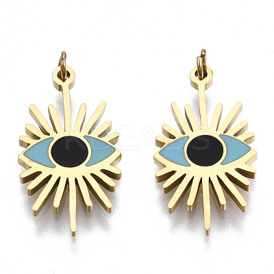 316 Surgical Stainless Steel Enamel Pendants STAS-S116-331B-G-1