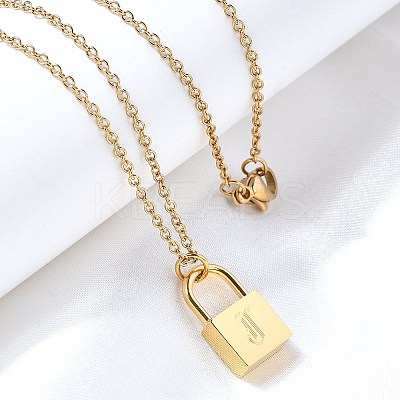 304 Stainless Steel Rolo Chain Pendant Necklaces NJEW-S444-01G-10-1