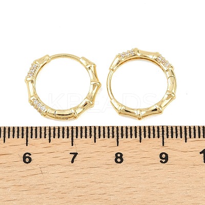 Bamboo Brass Micro Pave Clear Cubic Zirconia Hoop Earrings EJEW-D348-03G-1