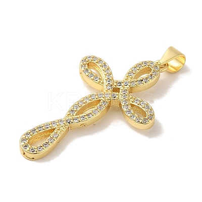 Rack Plating Brass Micro Pave Clear Cubic Zirconia Pendants KK-P267-13G-1