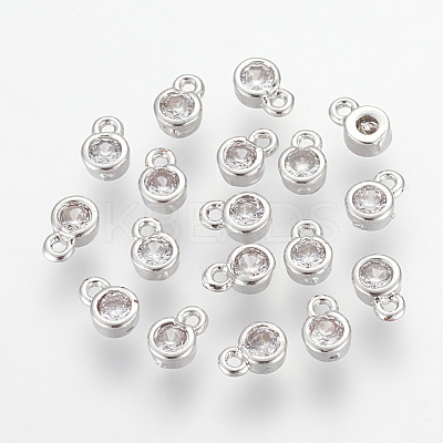 Brass Clear Cubic Zirconia Charms X-ZIRC-P068-01P-1