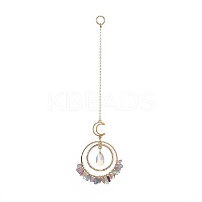 Glass Teardrop Window Hanging Suncatchers HJEW-JM00899-1