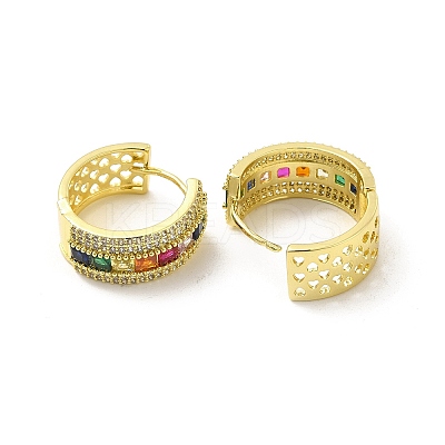 Cubic Zirconia Square Hoop Earrings EJEW-E273-17LG-1